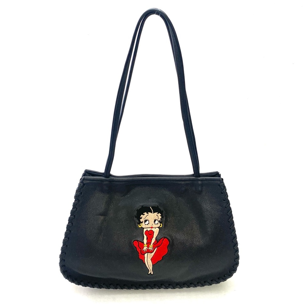 Betty Boop Leather Whip Stitch Embroidered Shoulder Tote w/Matching Wallet - Picture 4 of 16
